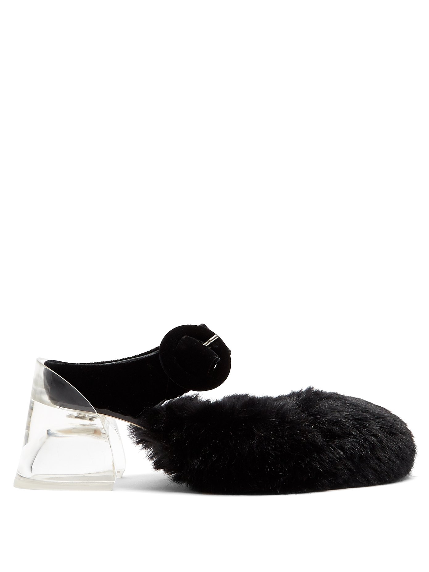 fur mule heel