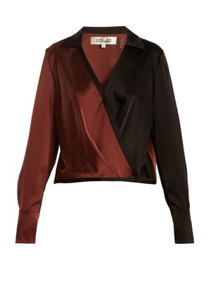 Crossover-front satin blouse | Diane Von Furstenberg | MATCHESFASHION UK