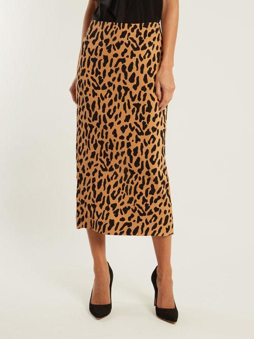 Leopard-print stretch-cady pencil skirt | Diane Von Furstenberg ...