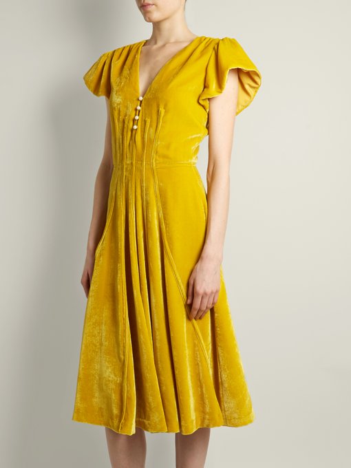 Camilla V-neck velvet midi dress展示图