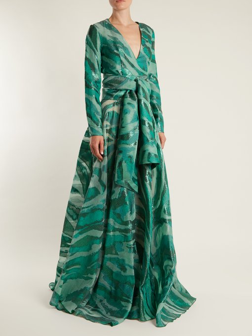 Acid long-sleeved jacquard gown | Azzaro | MATCHESFASHION UK
