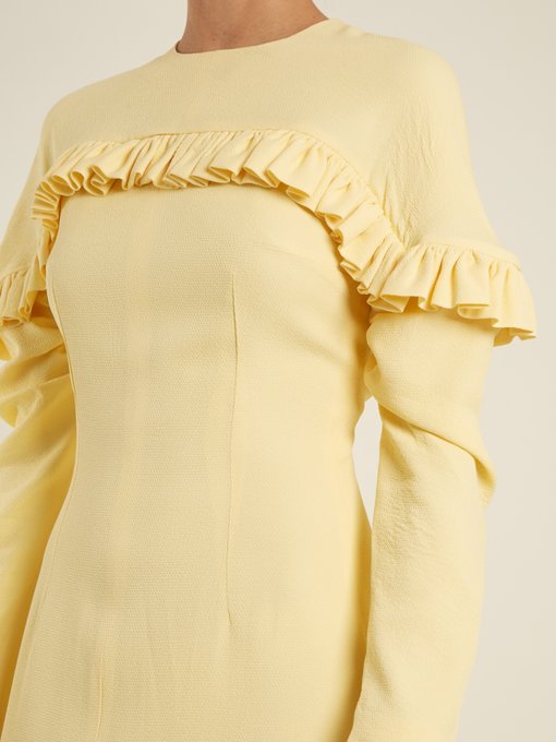 Lala ruffle-trimmed honeycomb-crepe midi dress展示图