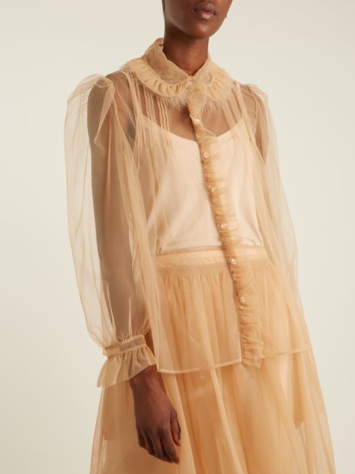 Feather-embellished tulle blouse | Simone Rocha | MATCHESFASHION US