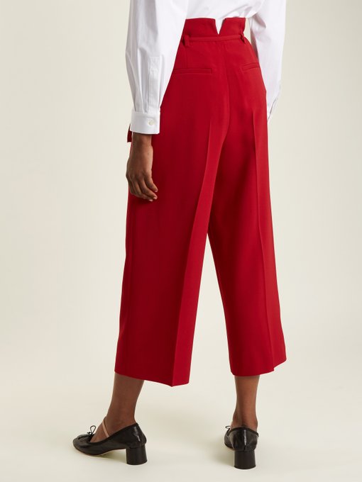 High-rise crepe cropped wide-leg trousers | REDValentino ...