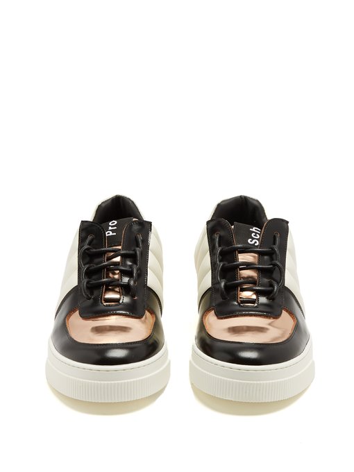 Colour-block low-top leather trainers 