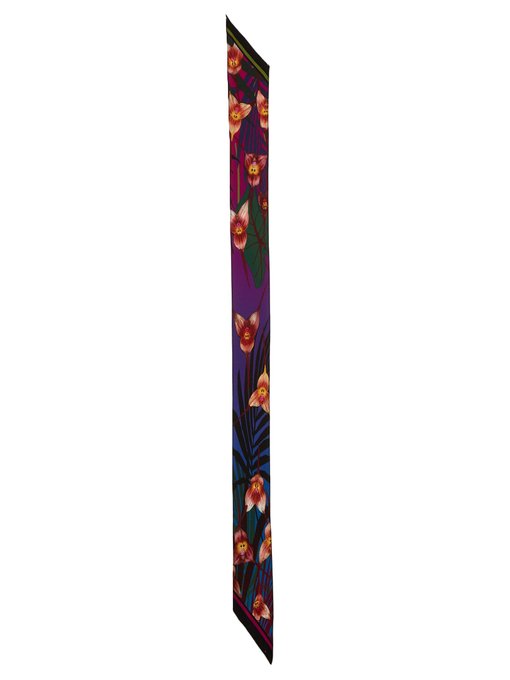Monkey Orchid-print super-skinny scarf展示图