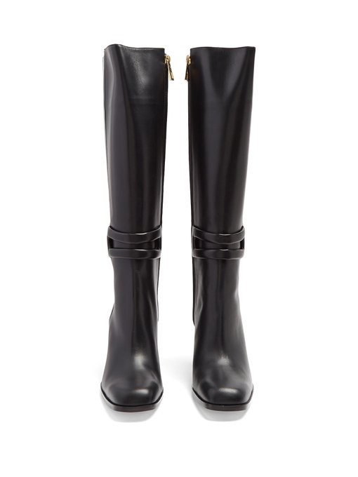 Square-toe leather knee-high boots | Loewe | MATCHESFASHION UK
