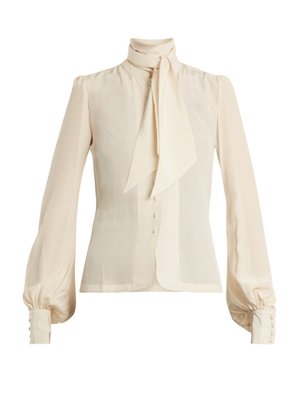 Tie-neck silk-crepe blouse | Talitha | MATCHESFASHION.COM US