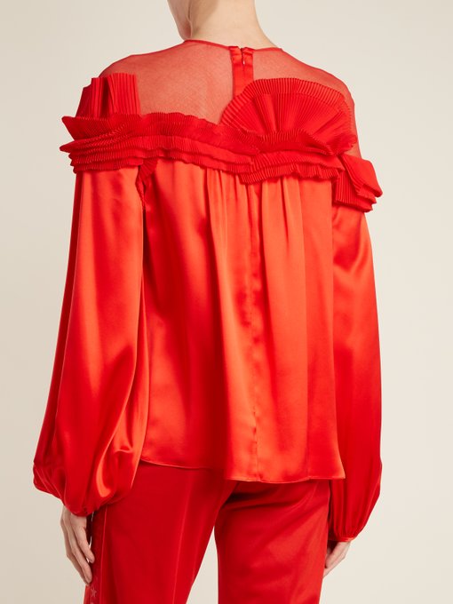 Pleated ruffle and lace-embellished silk top | Givenchy | MATCHESFASHION UK