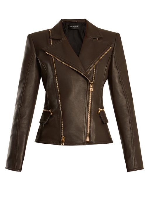 Oversized-lapel leather jacket | Balmain | MATCHESFASHION UK