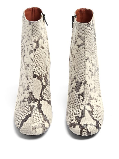 Snake-skin effect ruched leather ankle boots | Joseph | MATCHESFASHION US