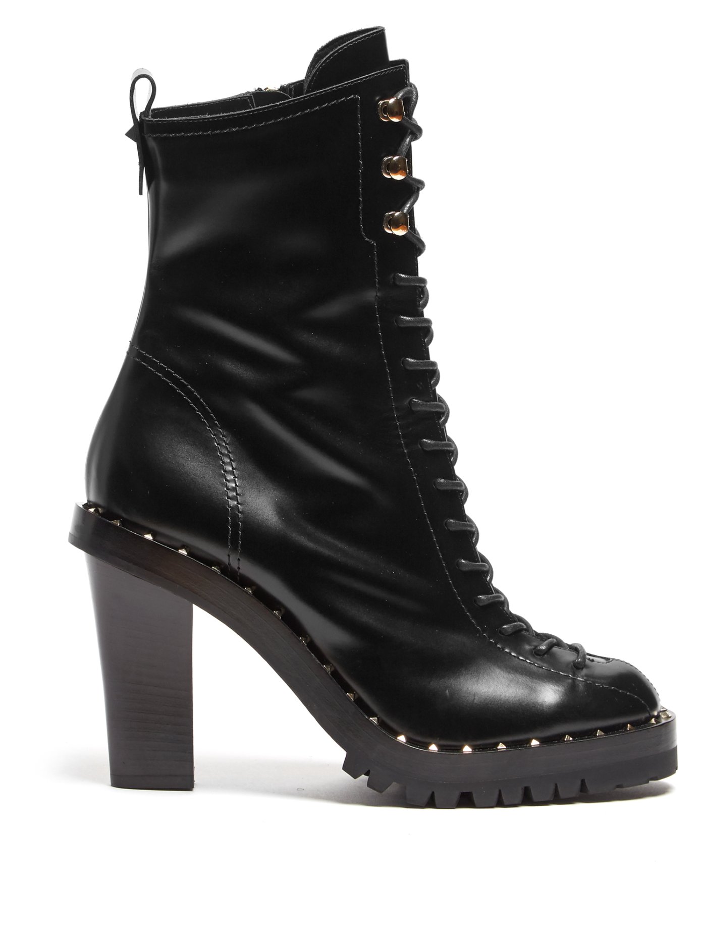 valentino rockstud leather ankle boots
