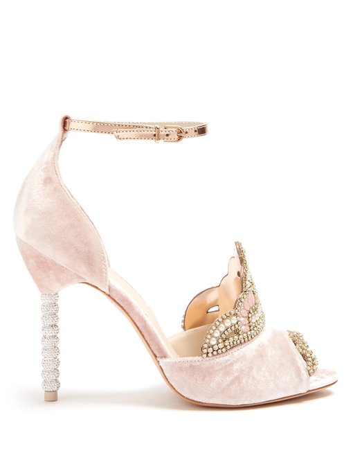 Royalty embellished tiara-front velvet sandals | Sophia Webster ...