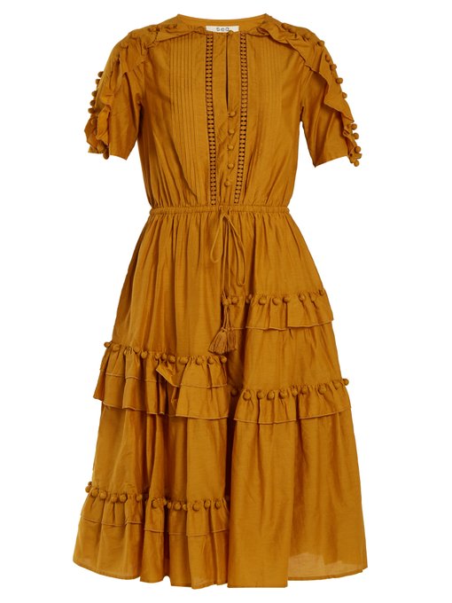 Pompom-trimmed cotton and silk-blend dress | Sea | MATCHESFASHION US