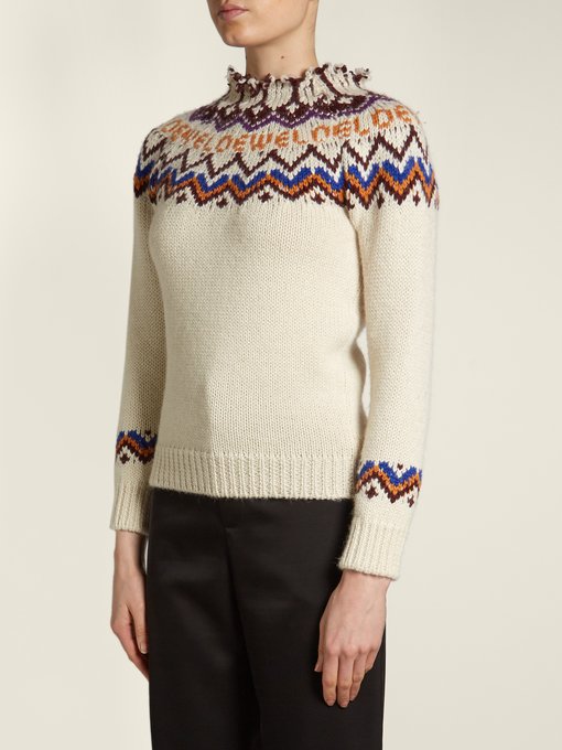 Fair-isle knit frayed-neck sweater | Loewe | MATCHESFASHION UK