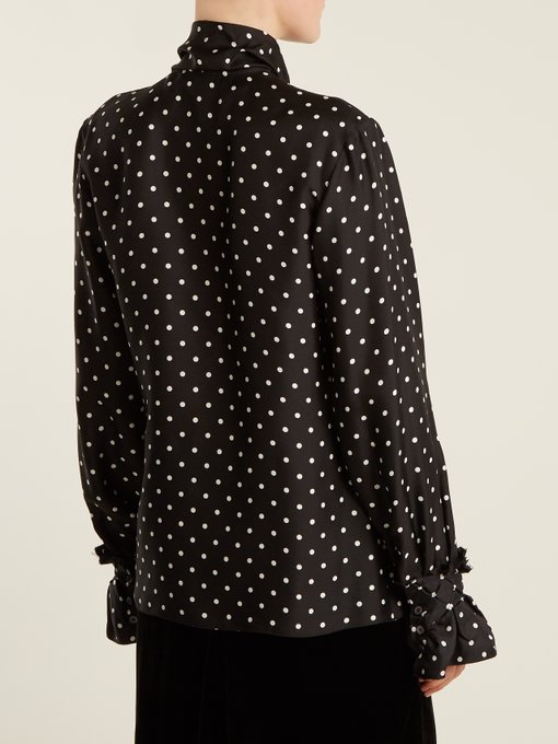 Lavallière-neck polka-dot print satin blouse | Loewe | MATCHESFASHION ...