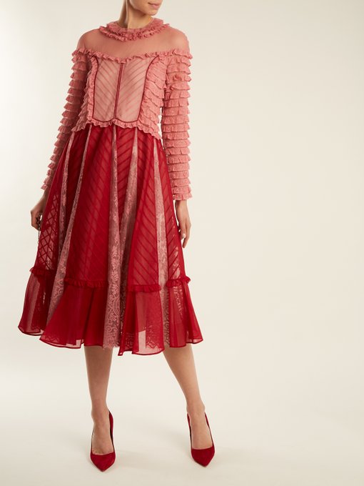 Ruffled high-neck cotton-organdy dress | Valentino | MATCHESFASHION UK