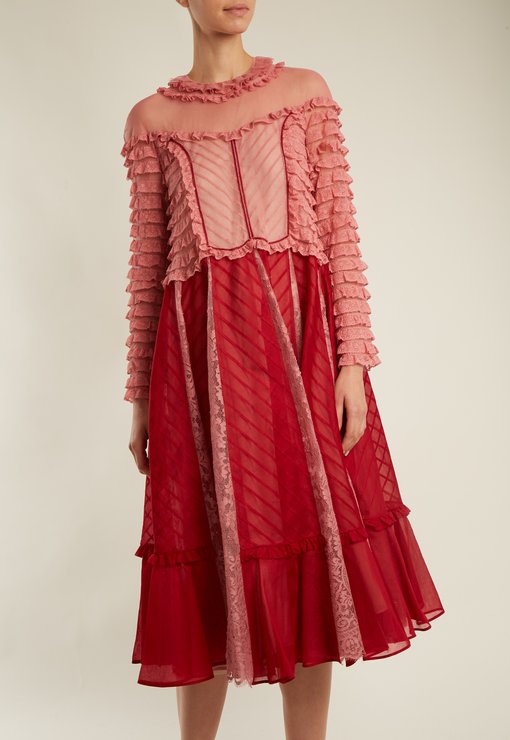 Ruffled high-neck cotton-organdy dress | Valentino | MATCHESFASHION UK