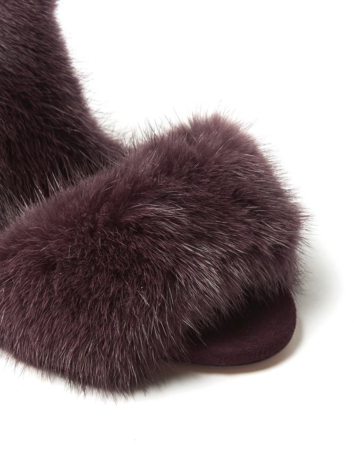 Purr Purr 115 fur-trimmed suede sandals | Aquazzura | MATCHESFASHION UK