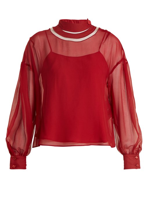 Cut-out neck silk-chiffon blouse | Fendi | MATCHESFASHION US