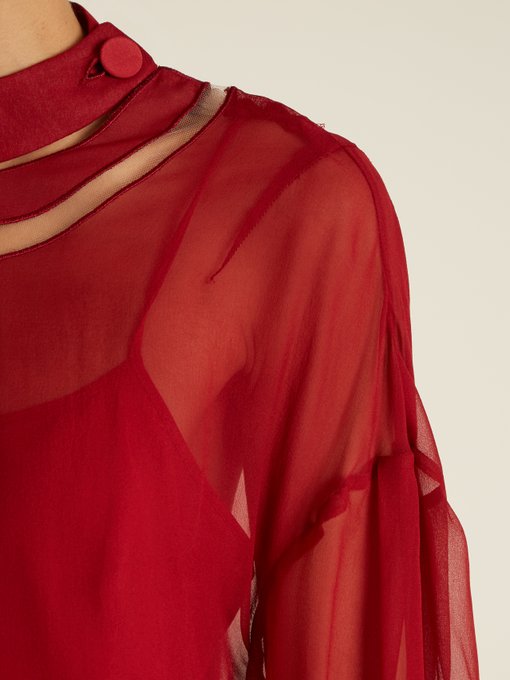 Cut-out neck silk-chiffon blouse | Fendi | MATCHESFASHION US