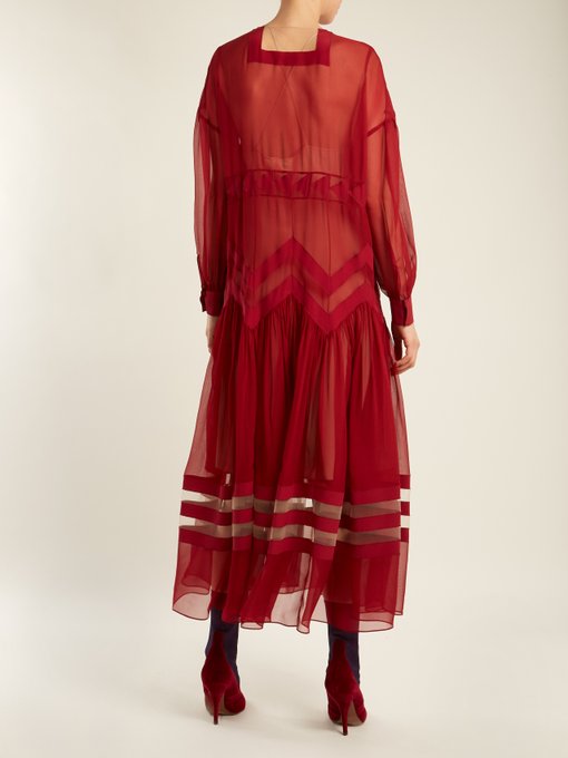 Sheer-hem silk-georgette dress | Fendi | MATCHESFASHION US