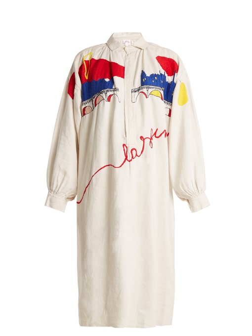 La Seine embroidered vintage linen shirtdress | Kilometre Paris ...