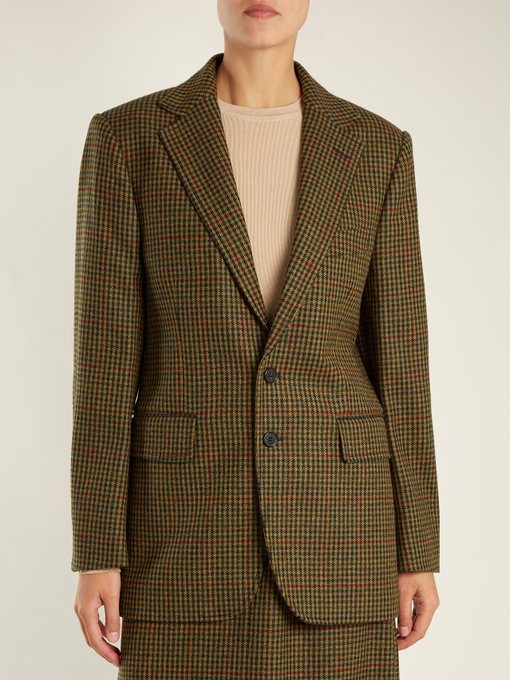 Single-breasted hound's-tooth wool jacket展示图