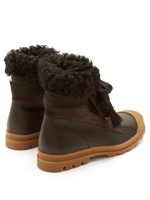 Parker shearling-trimmed leather boots展示图