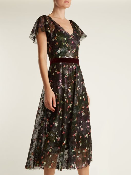 Floral-embroidered abstract-print tulle dress | Luisa Beccaria ...