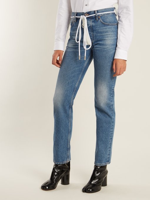 High-rise slim-leg jeans展示图