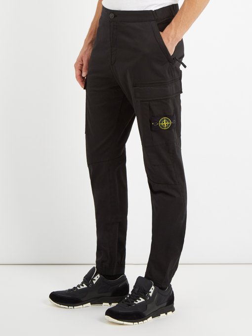 Tapered stretch-poplin cargo trousers 
