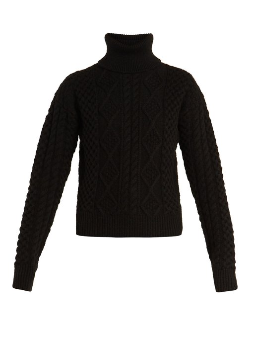 Roll-neck Aran-knit wool sweater | Saint Laurent | MATCHESFASHION US