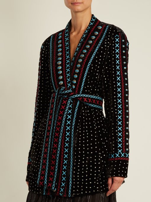 Siya embroidered velvet kimono jacket | Dodo Bar Or | MATCHESFASHION UK