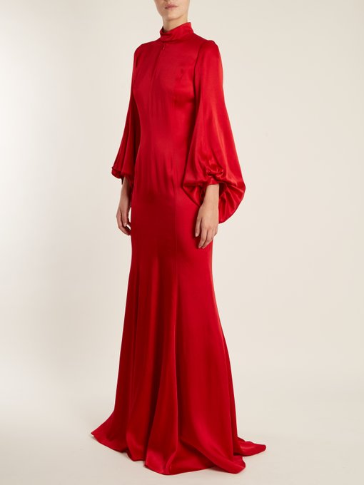 High-neck balloon-sleeved satin gown | Andrew Gn | MATCHESFASHION.COM UK