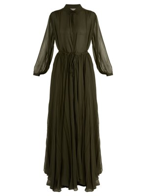 Long-sleeved silk-chiffon gown | By. Bonnie Young | MATCHESFASHION UK