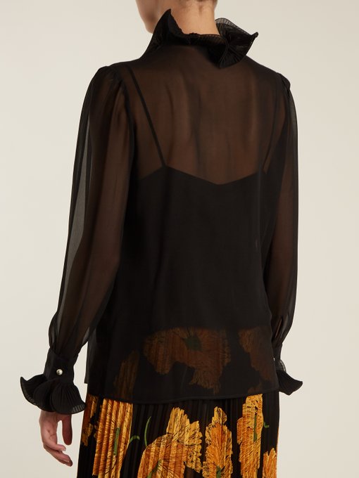 Ruffle-trimmed sheer silk-georgette blouse | Gucci | MATCHESFASHION US