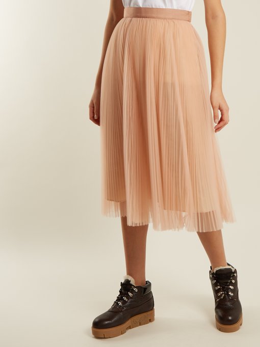 Pleated Tulle Midi Skirt Muveil Matchesfashion Us 0028