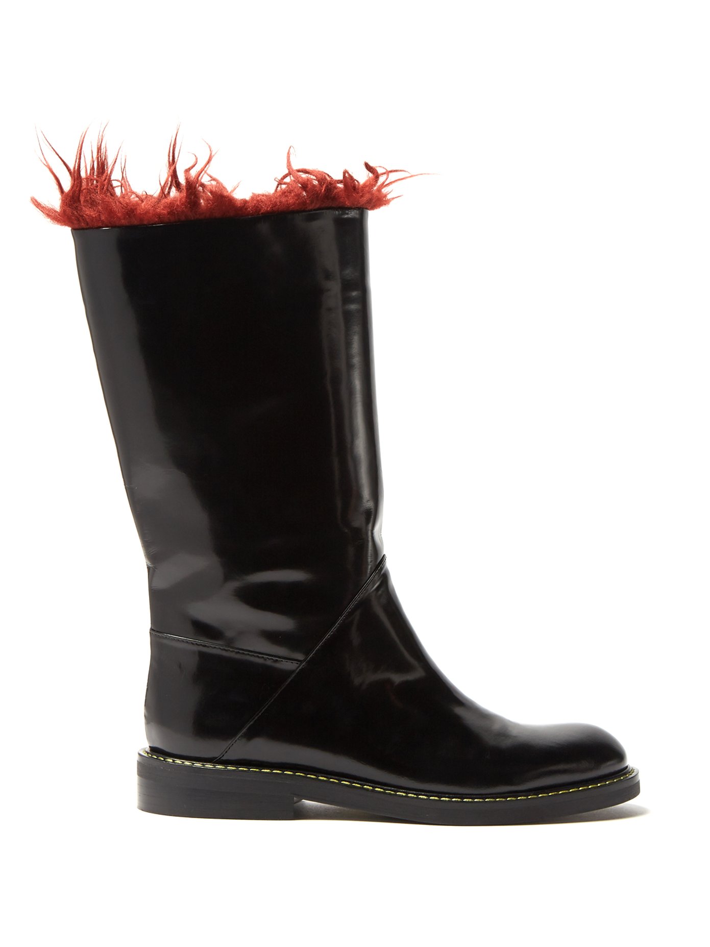 Faux-fur trimmed leather boots | Marni 