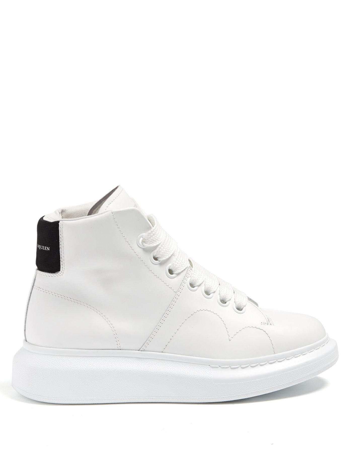 Raised-sole high-top leather trainers 
