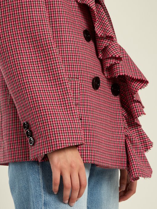 Asymmetric-ruffled double-breasted wool jacket | MSGM | MATCHESFASHION UK