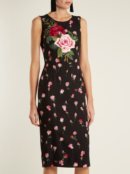 Floral-print stretch-silk charmeuse midi dress | Dolce & Gabbana ...