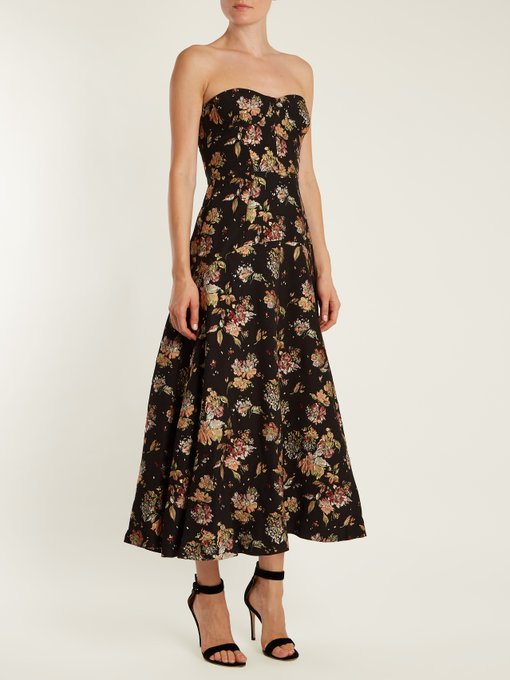 Floral-jacquard strapless dress | Rochas | MATCHESFASHION UK