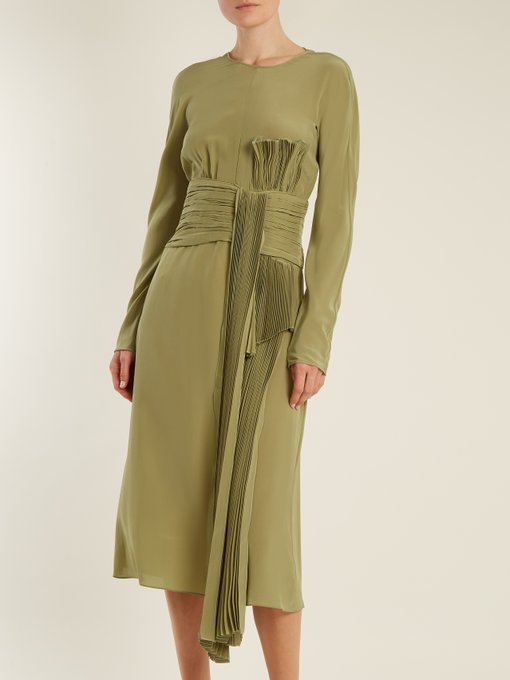 Pleated-drape silk crepe de Chine dress | Rochas | MATCHESFASHION UK