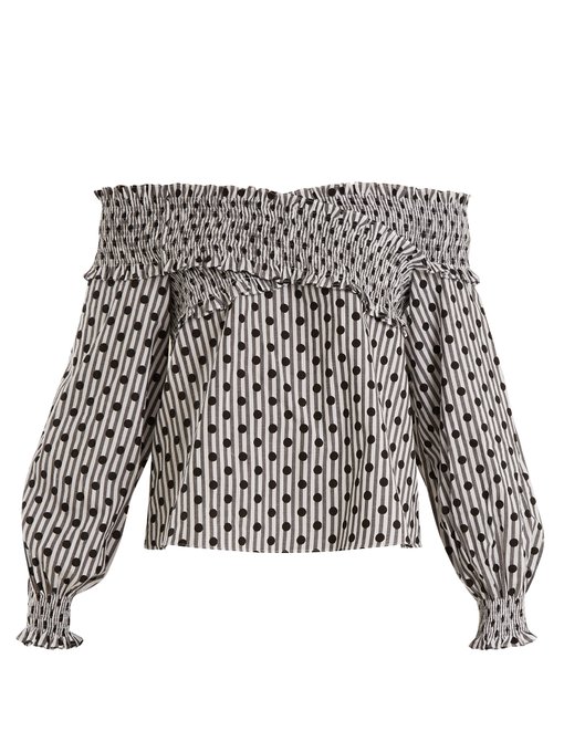Off-the-shoulder polka-dot cotton top | Anna October | MATCHESFASHION UK