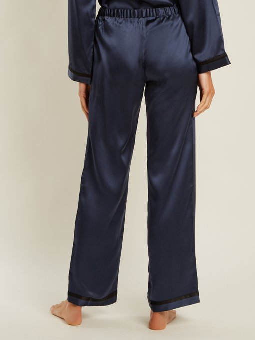 Chantal contrast-trim silk pyjama trousers | Morgan Lane ...