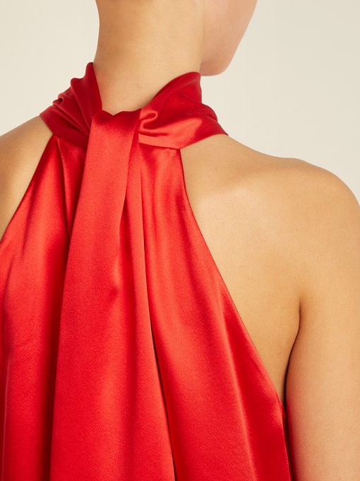 Tie-neck silk-satin top | Galvan | MATCHESFASHION US