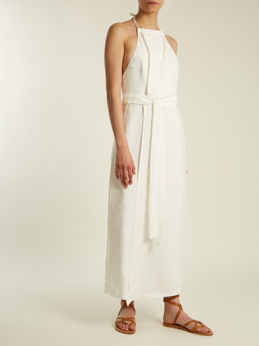 linen halter neck dress