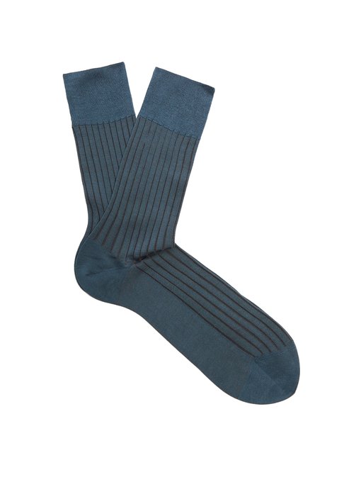 FALKE Shadow Striped Socks in Light Blue | ModeSens