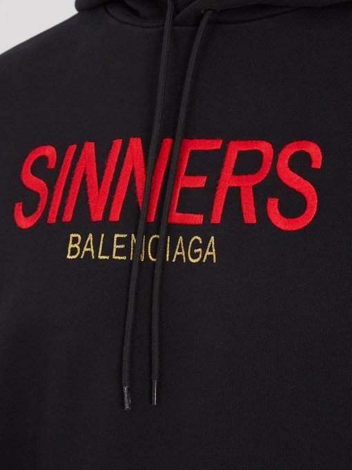 Sinners-embroidered hooded cotton 